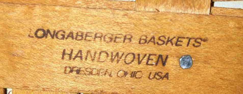 Photo 1 of LONGABERGER 2001 STRAWBERRY MAPLE EOOD BASKET W RED PLAID & BASKET PROTECTOR 6.5” X 6.5” H3.5”