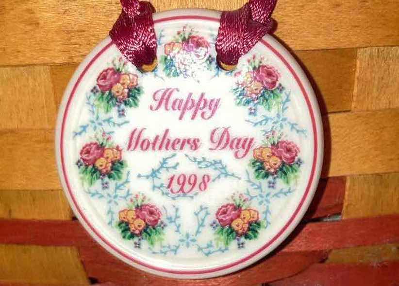 Photo 1 of LONGABERGER MOTHER’S DAY 2000 EARLY BLOSSOMS & 1998 MAPLE WOOD BASKETS W BLOSSOMS FABRIC LINER & BASKET PROTECTOR (10.75” X 7.5” H3” & 6.75” X 6.75” H3.25”)
