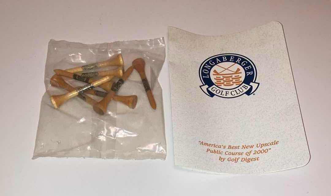 Photo 1 of LONGABERGER 2001 GOLF CLUB MAPLE WOOD BASKET W PLAID FABRIC LINER & BASKET PROTECTOR 6.75” X 6.75” H6”