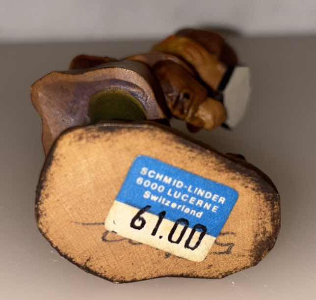 Photo 6 of ANRI, FERRANDIZ “INSPECTOR” HANDCARVED WOOD FIGURINE, SWITZERLAND 1” X 1.5” H3.25”