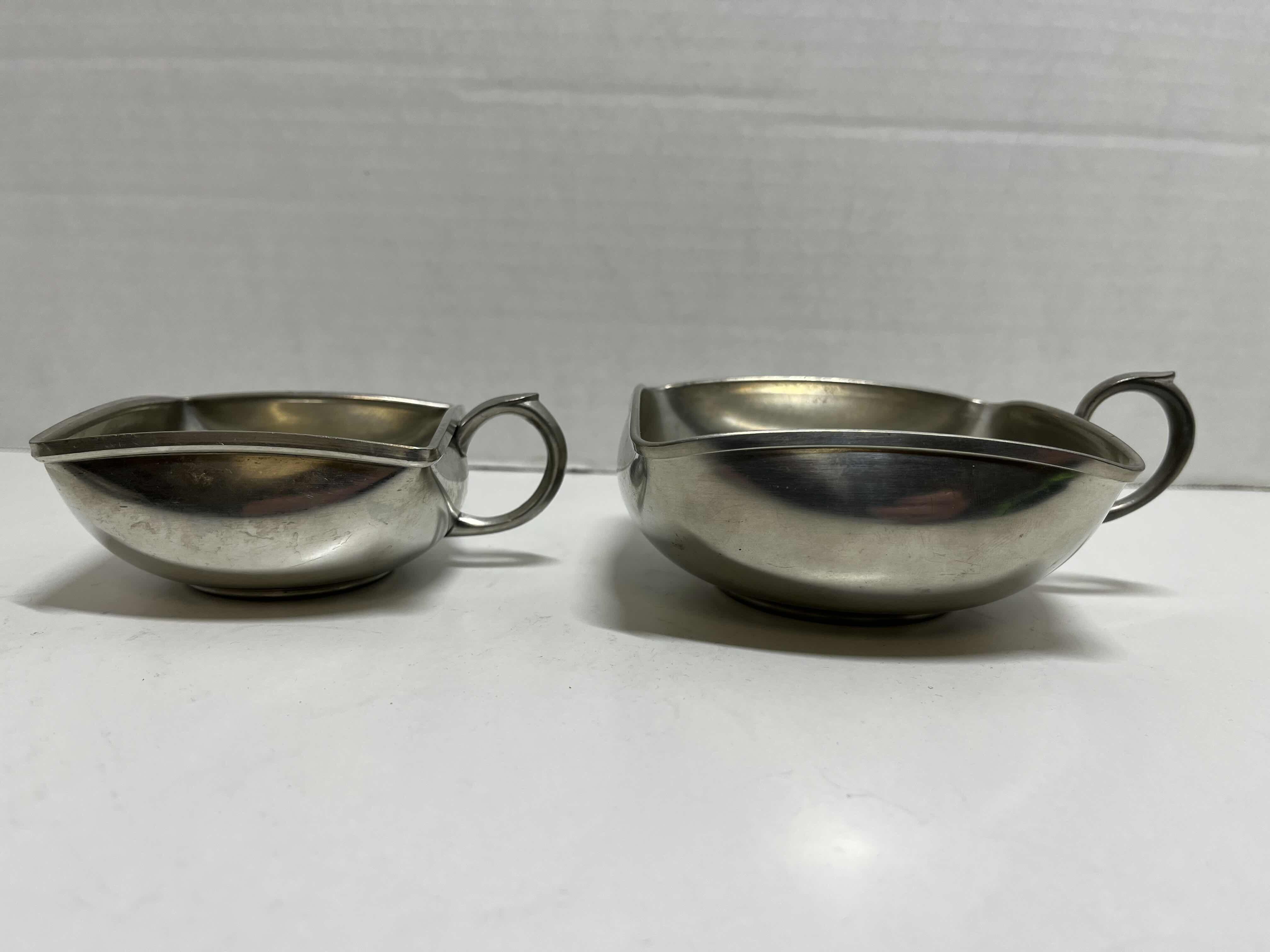 Photo 2 of HOLLAND PEWTER TEA CUPS (2) W PEWTER CANDY DISH 7” X 3.25”