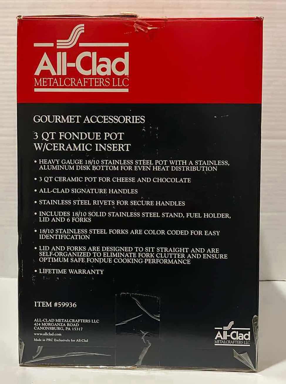 Photo 1 of ALL CLAD CERAMIC 3QT POT FONDUE SET MODEL 59936