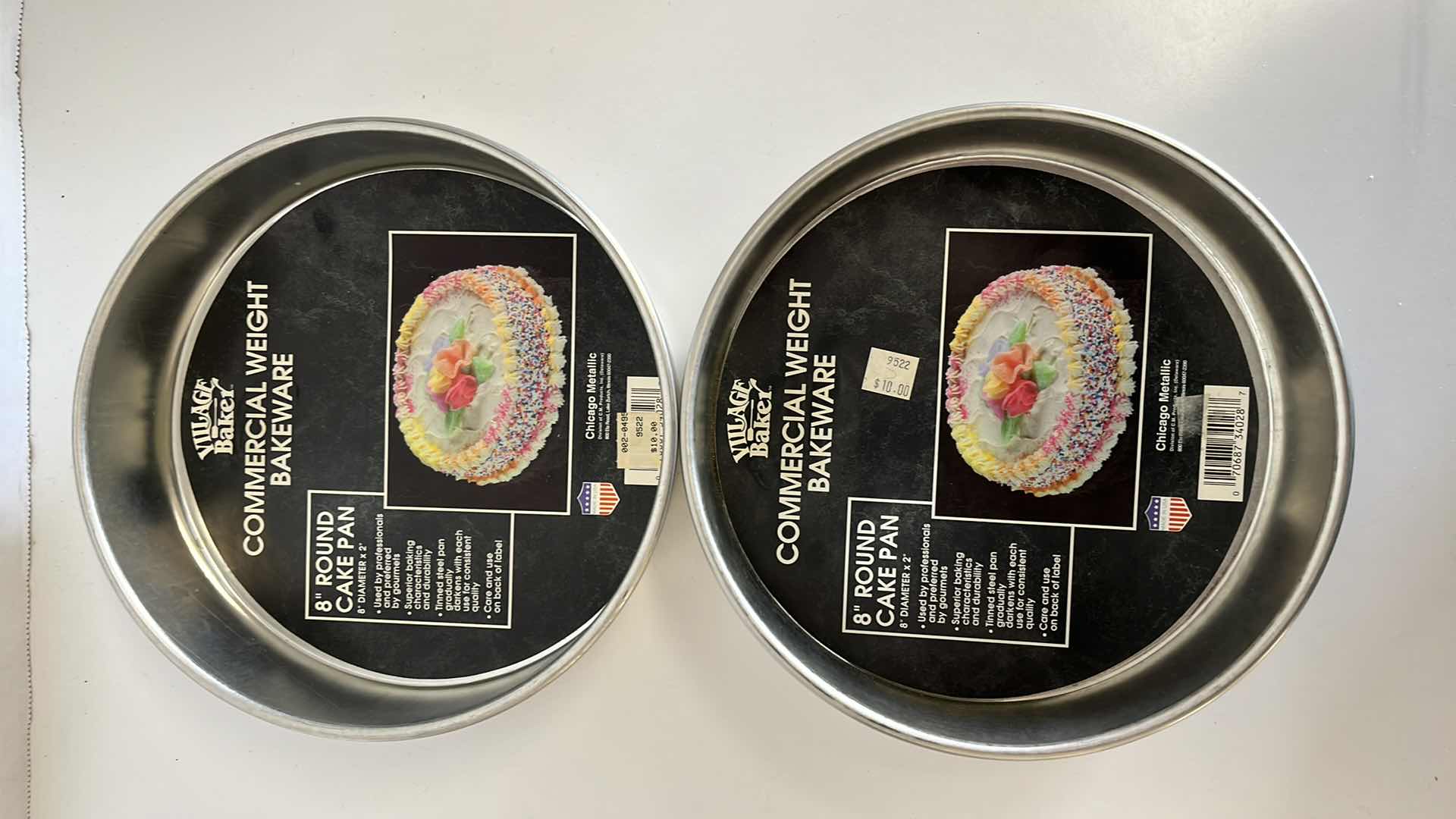 Photo 1 of CHICAGO METALLIC VILLAGE BAKER COMMERCIAL WEIGHT BAKING PANS (2) 8” X 2”