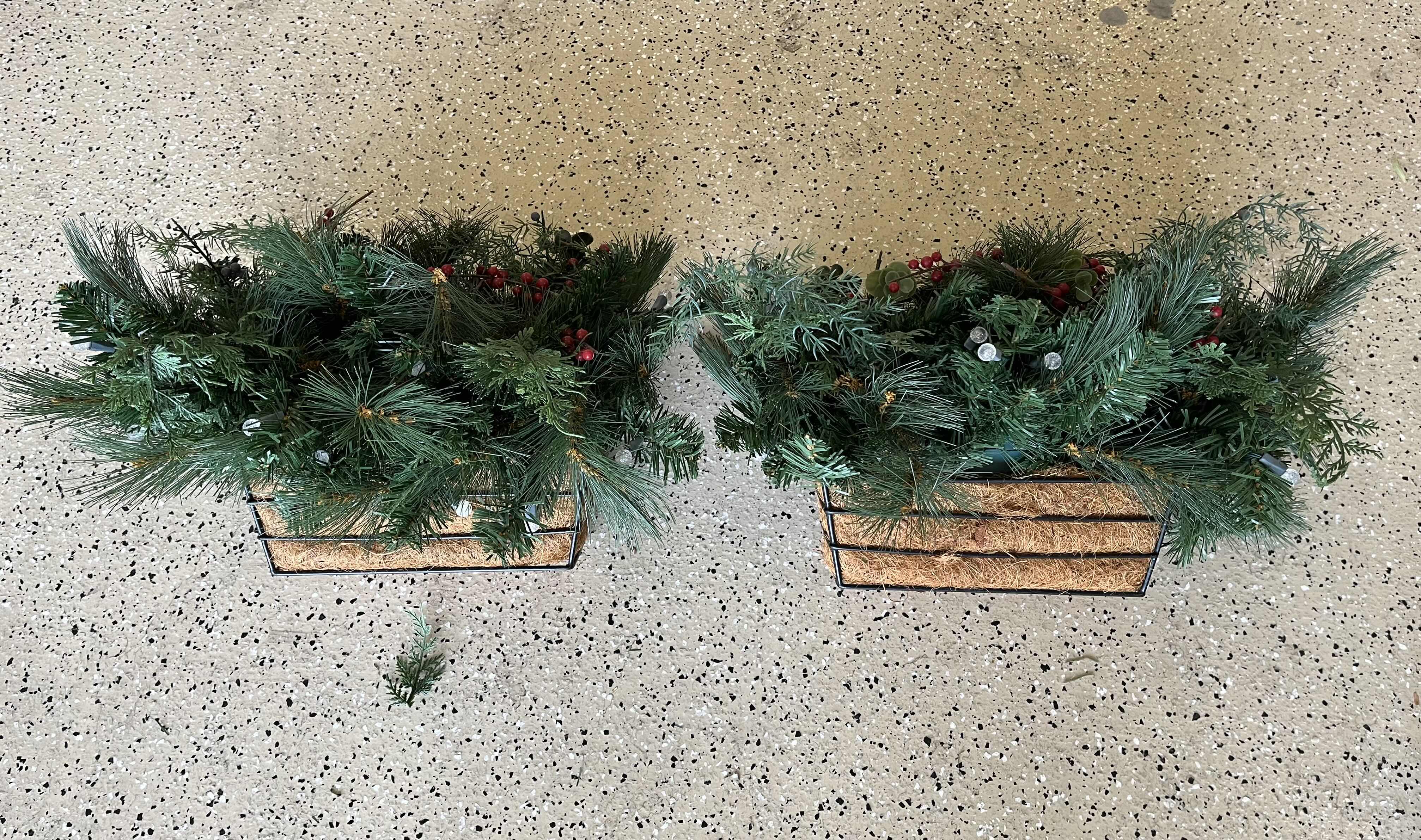 Photo 3 of CHRISTMAS LIGHT UP GARLANDS (2) & LIGHT UP PLANTERS (2) W BOWS (4)