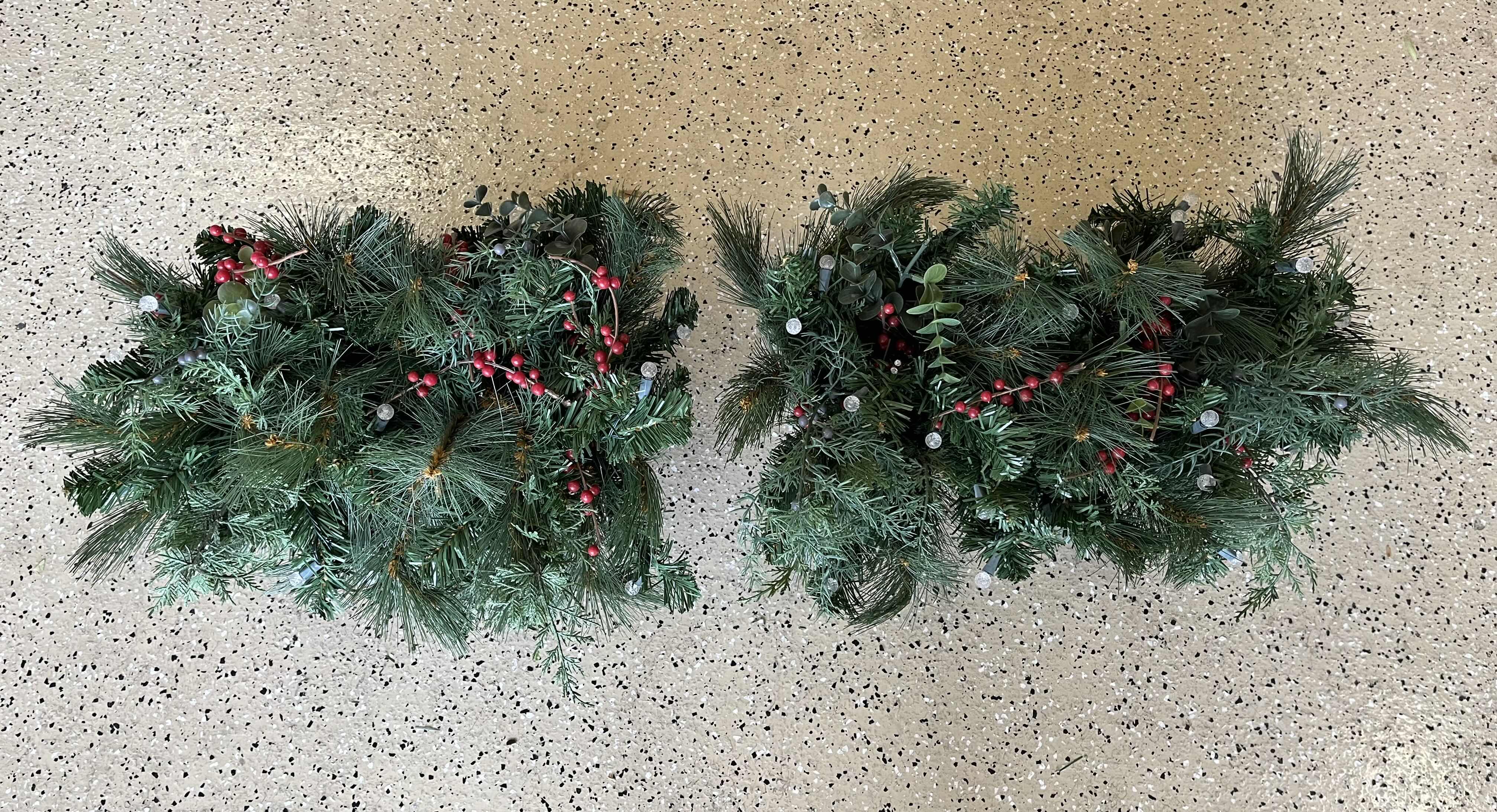 Photo 4 of CHRISTMAS LIGHT UP GARLANDS (2) & LIGHT UP PLANTERS (2) W BOWS (4)