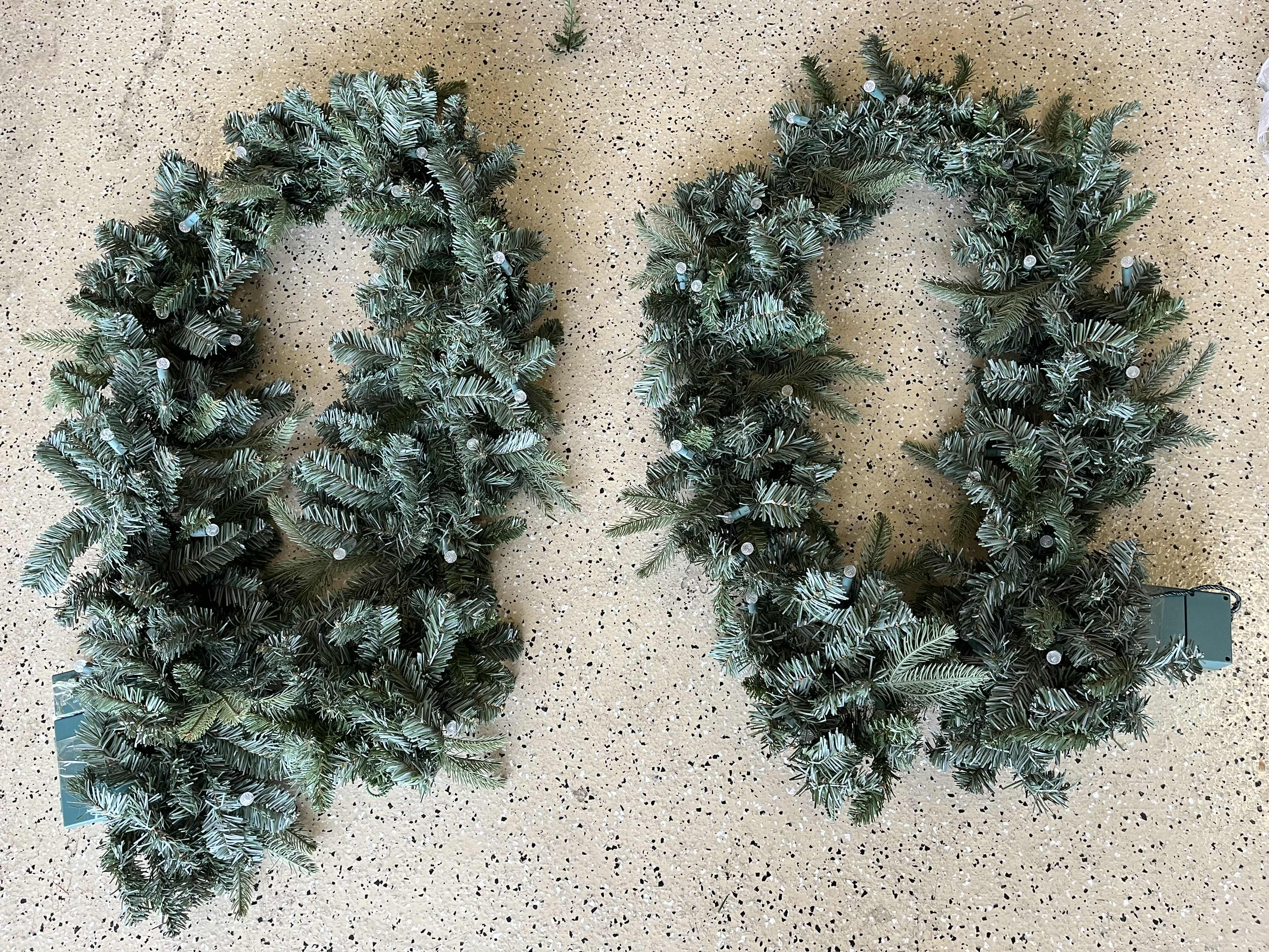 Photo 2 of CHRISTMAS LIGHT UP GARLANDS (2) & LIGHT UP PLANTERS (2) W BOWS (4)