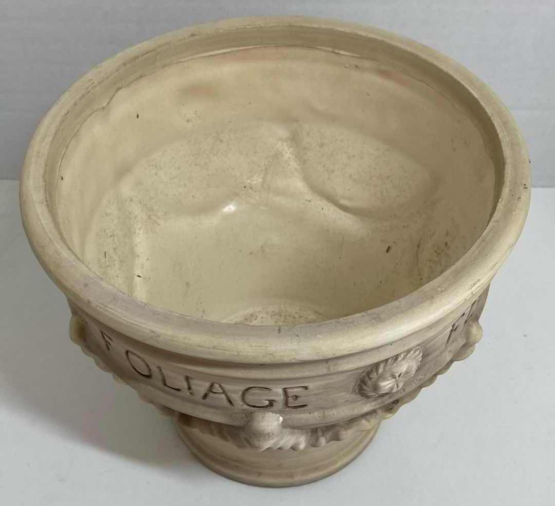 Photo 3 of FLOWERS & FOLIAGE BEIGE CLAY FLOWER POT 8.8” X H7.5”