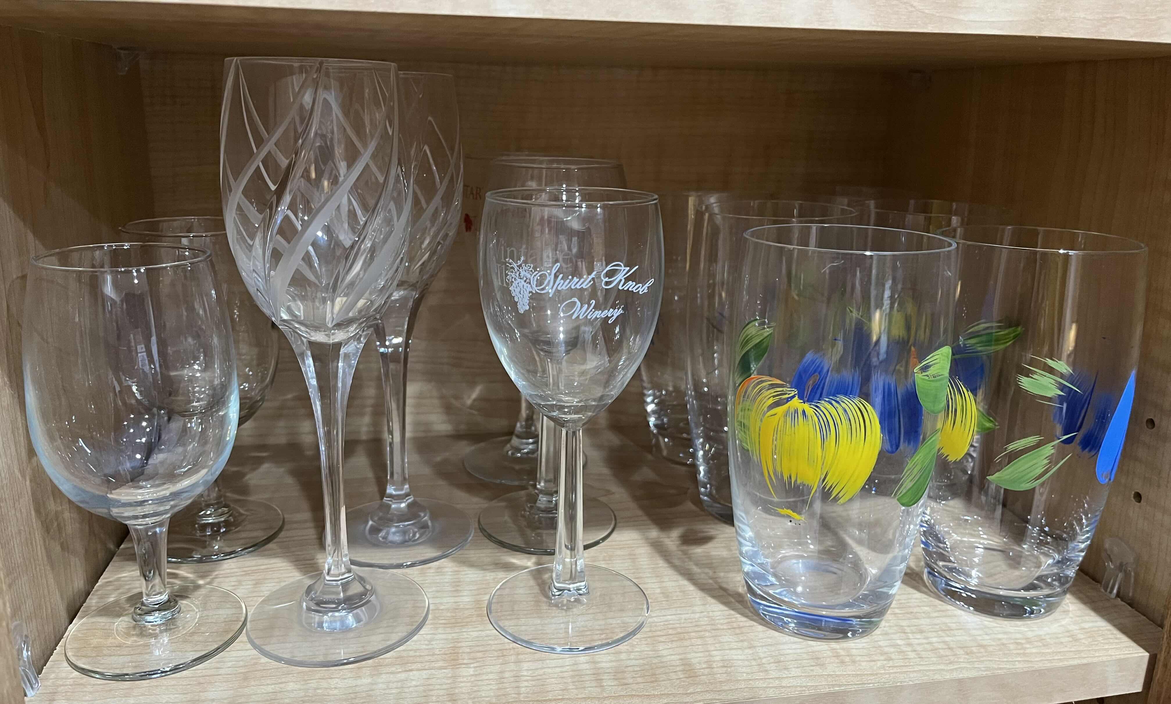 Photo 3 of CONTENTS OF CABINET-COCKTAIL & DRINKING GLASSWARE (22) W STAINLESS STEEL MIXER