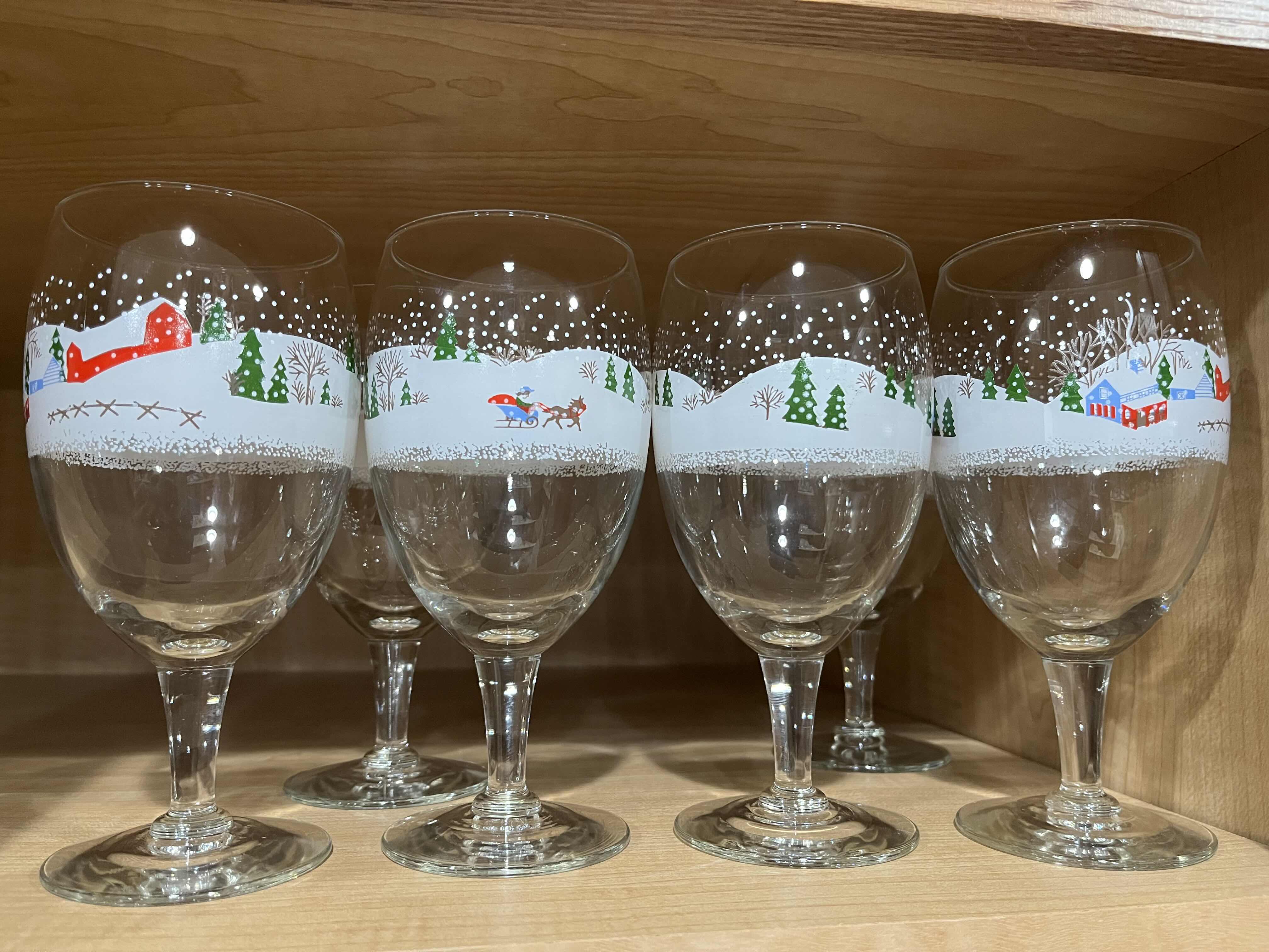 Photo 1 of LENOX SLEIGH RIDE WINE GOBLETS (6) H7”