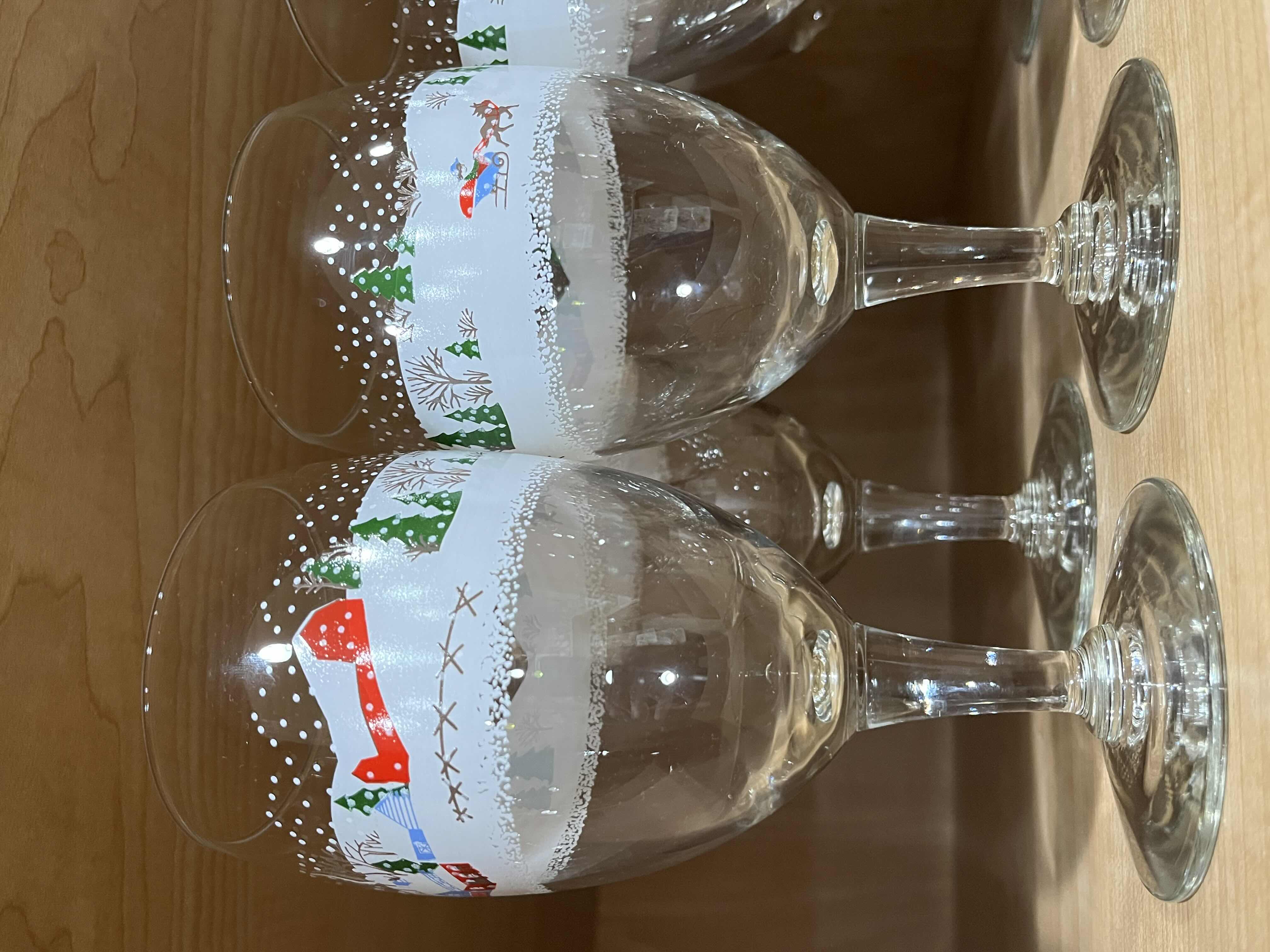 Photo 1 of LENOX SLEIGH RIDE WINE GOBLETS (6) H7”