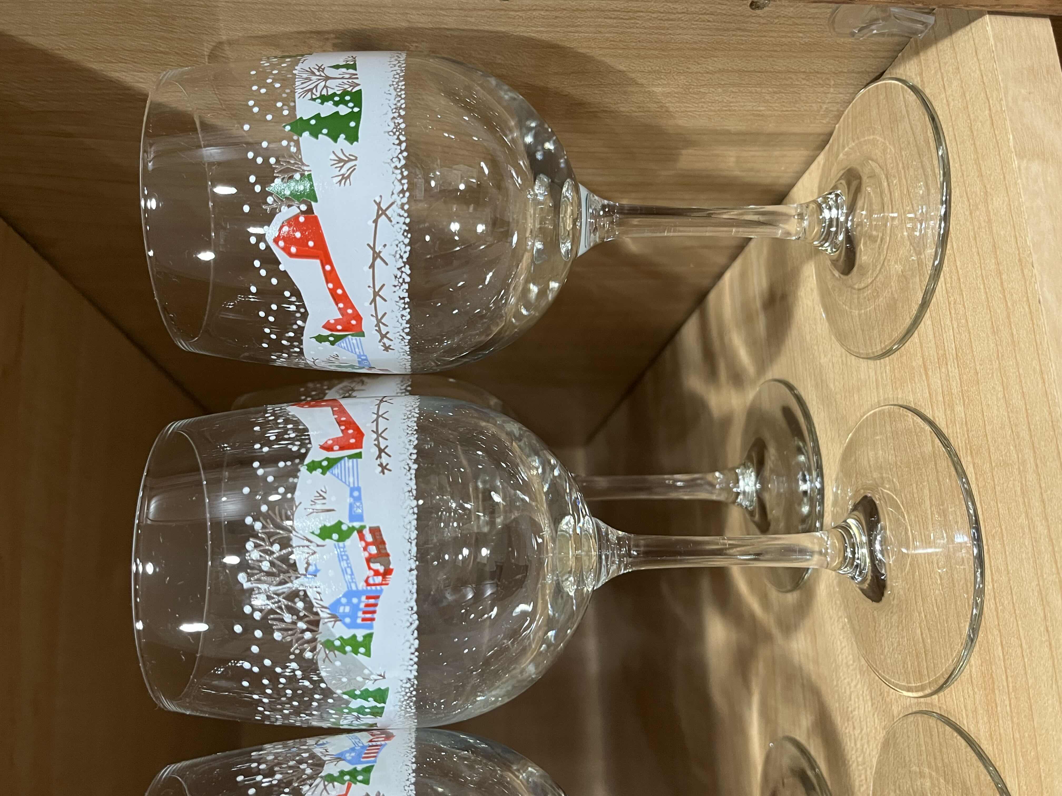 Photo 1 of LENOX SLEIGH RIDE WINE GLASSES (6) H7.5”