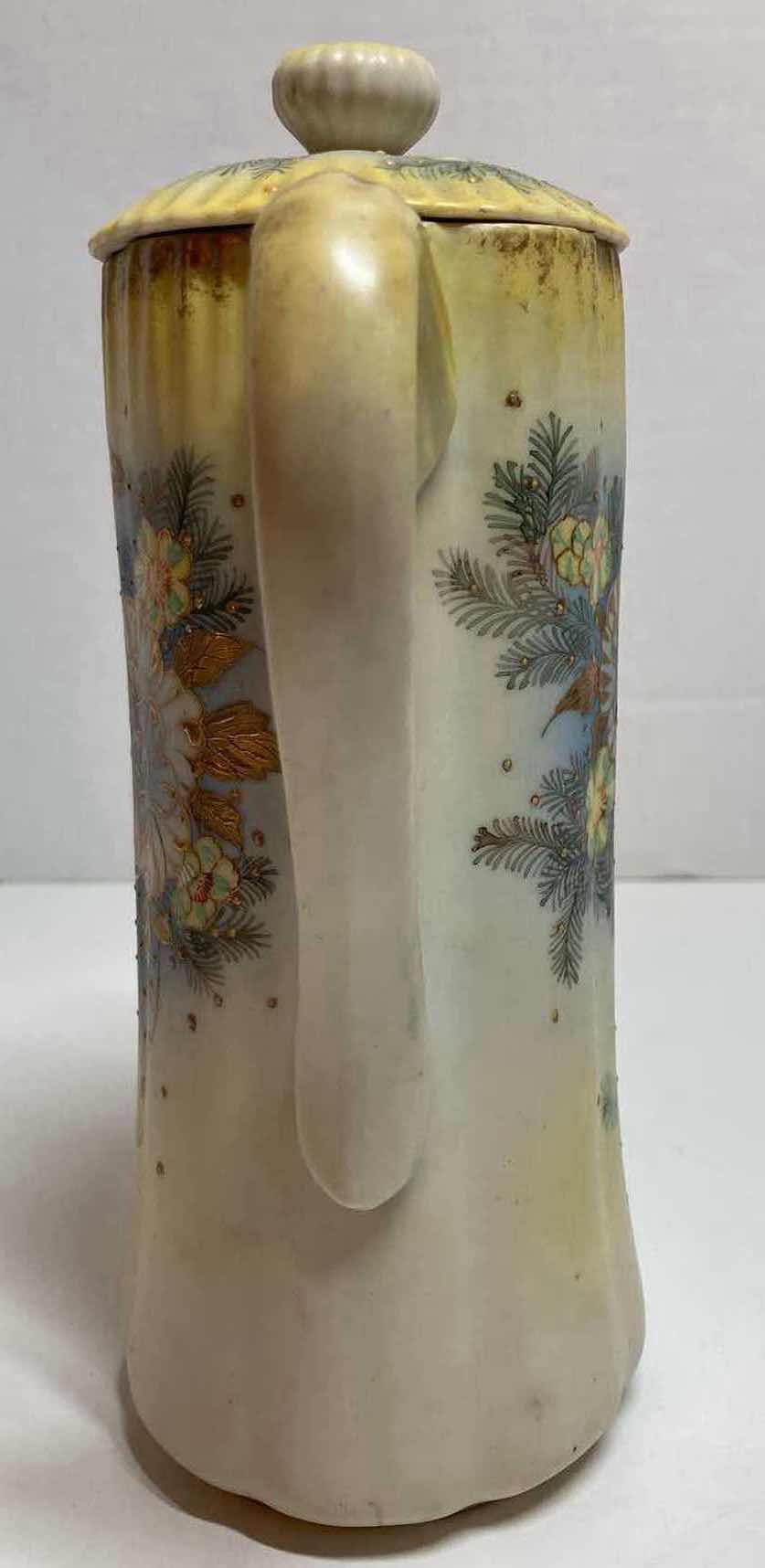 Photo 1 of HAND PAINTED YELLOW/BLUE FLORAL CERAMIC TEA POT H9.25”