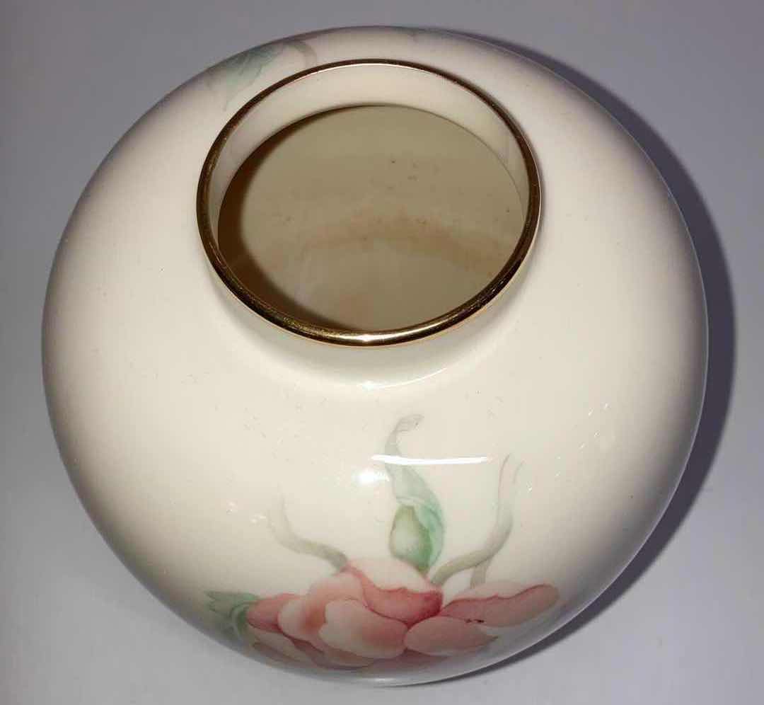 Photo 1 of LENOX CHATSWORTH BLUE/PINK FLORAL W GOLD TRIM PORCELAIN VASE H6.5”