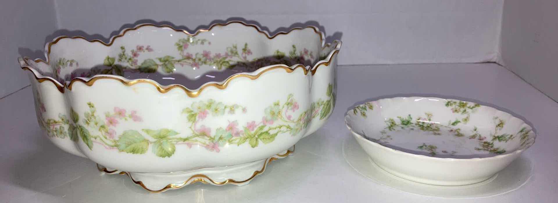 Photo 1 of HAVILAND CHARONNE LIMOGES PORCELAIN VEGETABLE BOWL 9” W DESERT BOWL 5”
