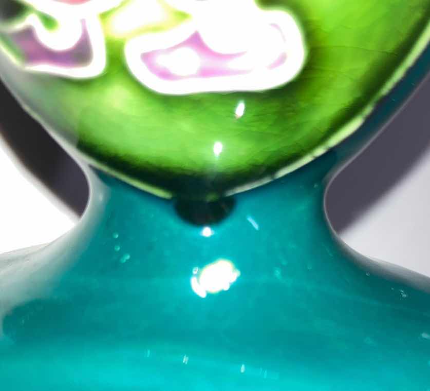 Photo 1 of 1900s MAJOLICA BOY IN SNOW COLORFUL VASE H5.75”