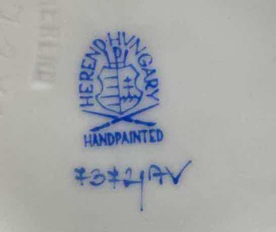 Photo 1 of HEREND HUNGARY GREEN BOUQUET SMALL OPENWORK BASKET 4.75”