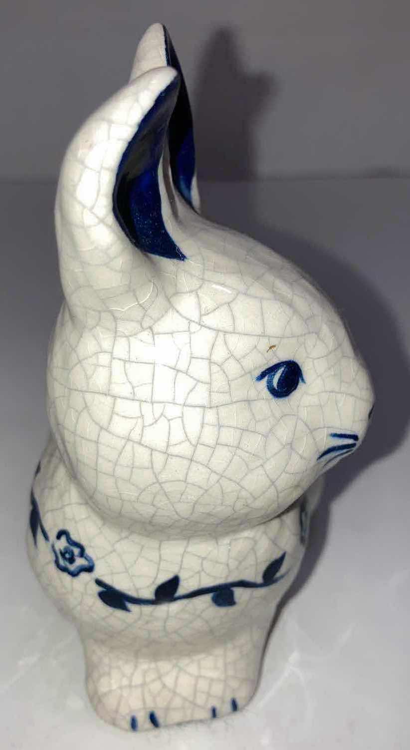 Photo 1 of DEDHAM POTTERY CRACKLE GLAZE BUNNY FIGURINE H4.25”