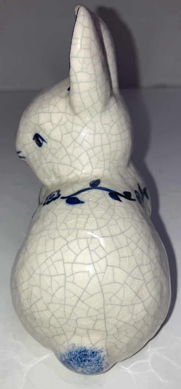 Photo 1 of DEDHAM POTTERY CRACKLE GLAZE BUNNY FIGURINE H4.25”