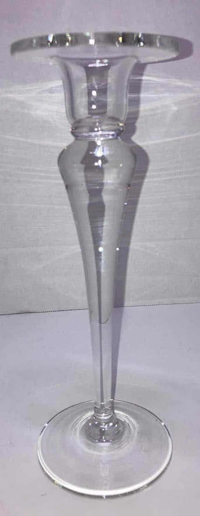 Photo 3 of GLASS SINGLE CANDLESTICK HOLDER (2) H9”