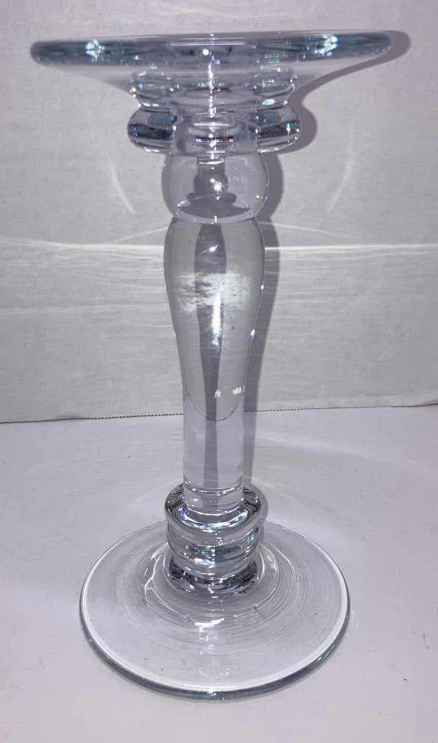 Photo 1 of 1960s MODERN TRANSLUCENT GLASS DORIC COLUMN CANDLESTICK HOLDER (2) 4.5” X 8.5”