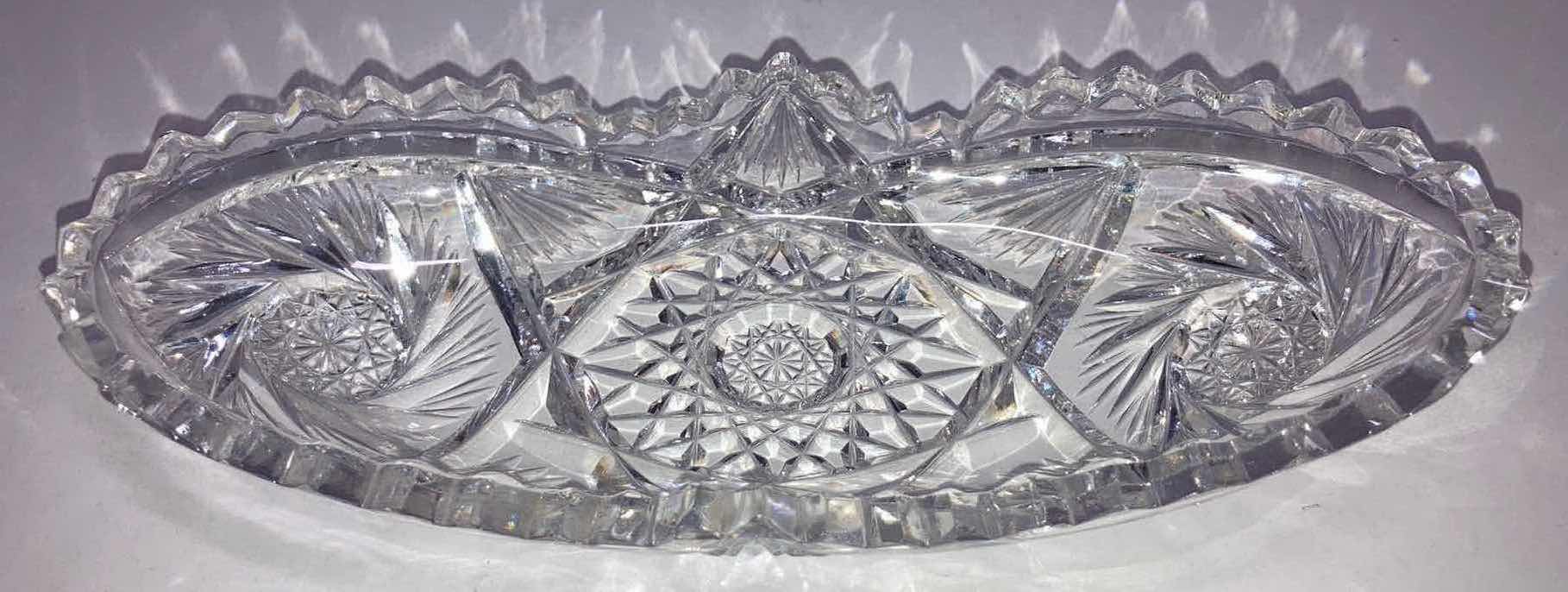 Photo 1 of AMERICAN BRILLIANT PERIOD CUT GLASS OVAL RELISH DISH 7.75” X 3.5” H1.25”