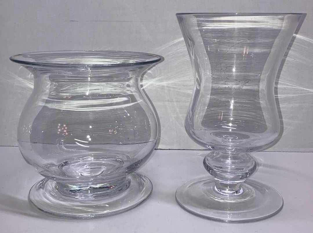 Photo 1 of CLEAR GLASS VASES- VARIOUS STYLES & SIZES (6.25” & 5” X H7.75”)