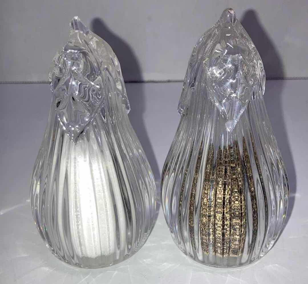 Photo 1 of BLEIKRISTALL CRYSTAL EGGPLANT SALT & PEPPER SHAKERS H3.75”