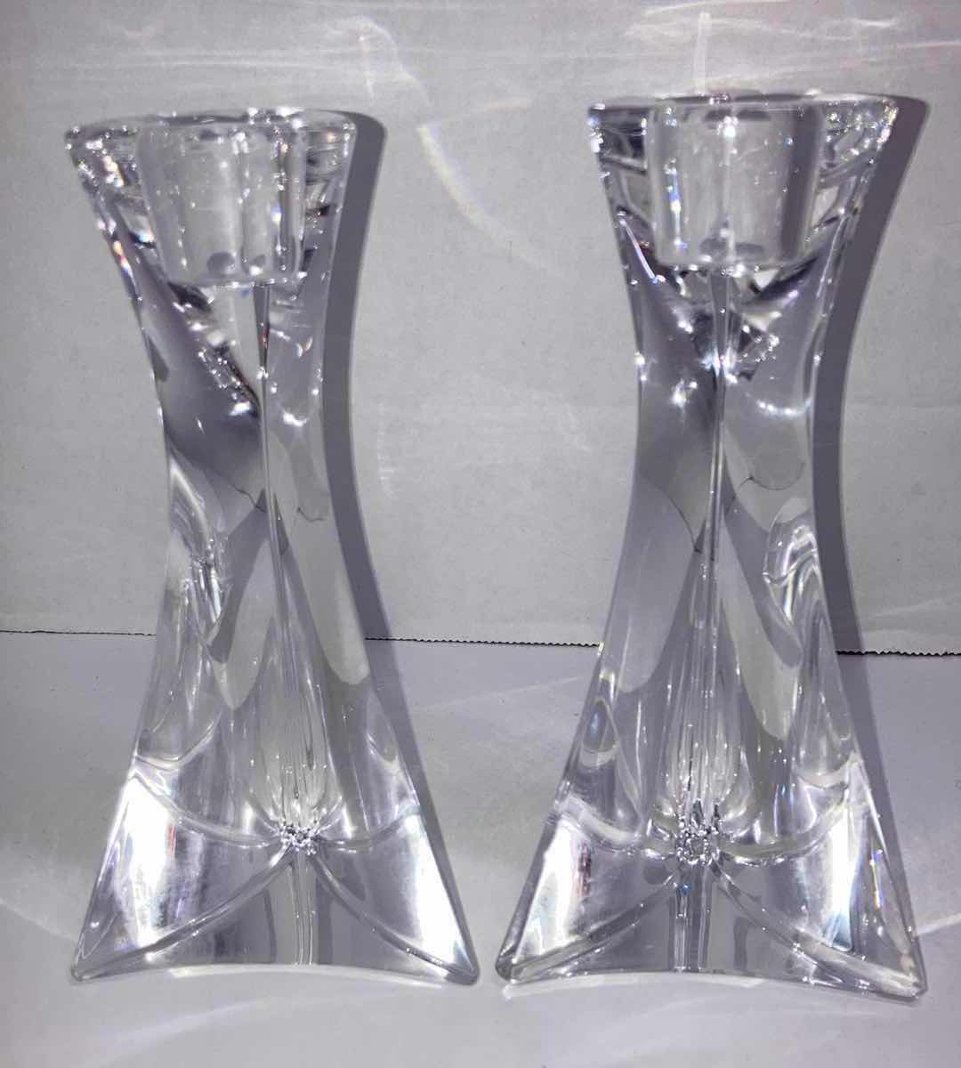 Photo 1 of CLEAR GLASS/CRYSTAL CANDLESTICK HOLDERS- VARIOUS STYLES & SIZES (5.25”-7”)