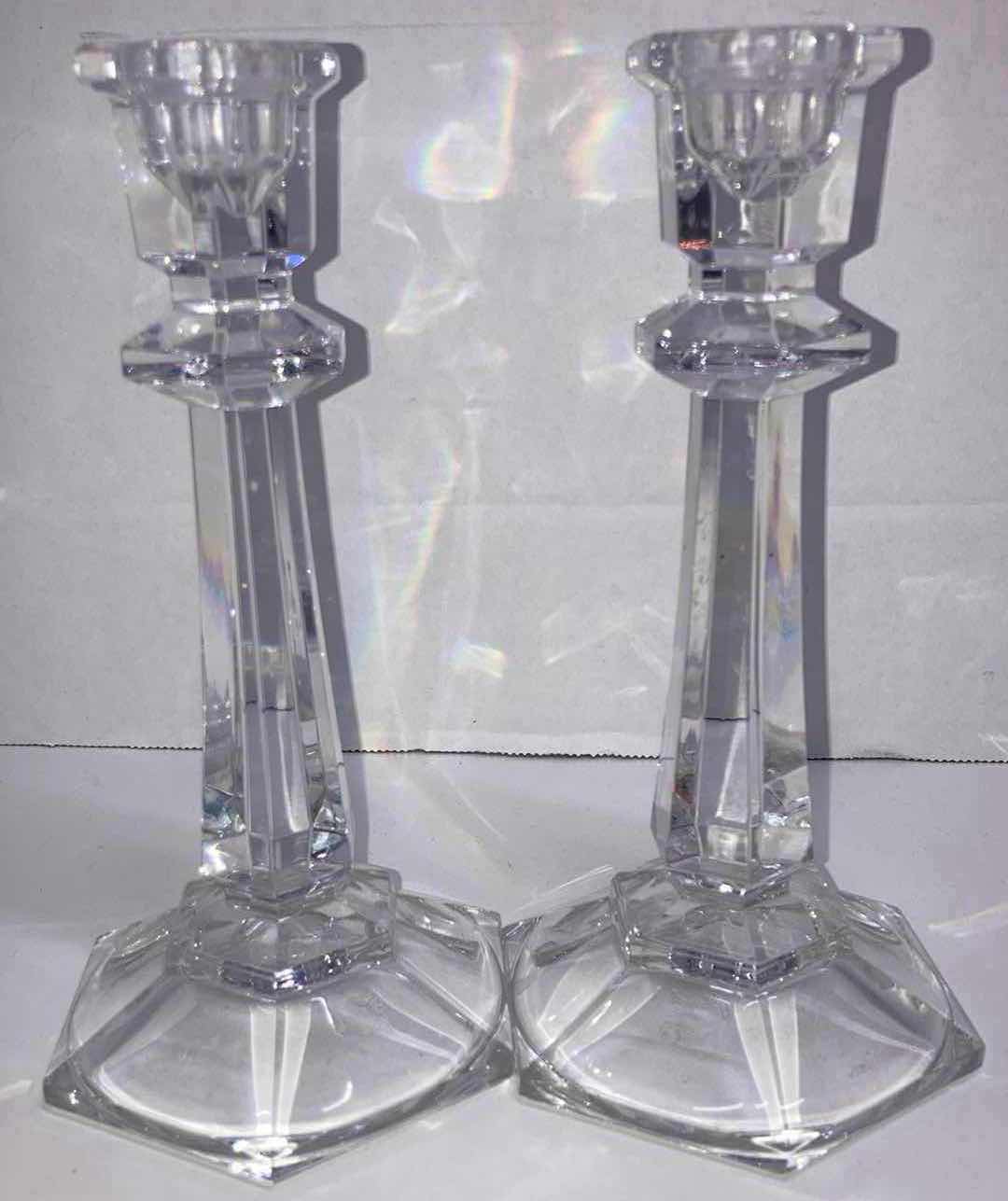 Photo 1 of CLEAR GLASS/CRYSTAL CANDLESTICK HOLDERS- VARIOUS STYLES & SIZES (5.25”-7”)