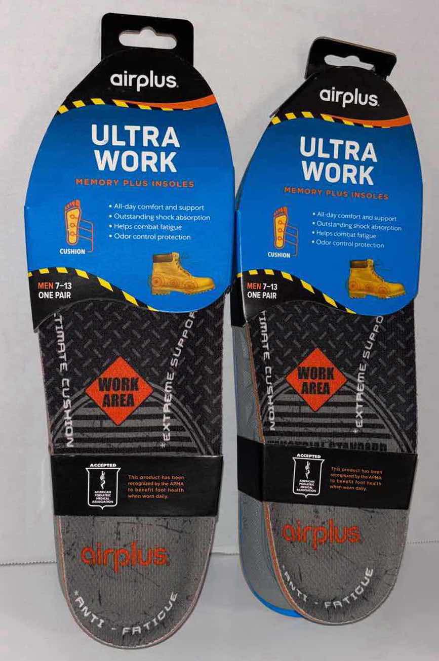 Photo 1 of NEW 2-PACK AIRPLUS ULTRA WORK MEMORY PLUS INSOLES (MEN SIZE 7-13)