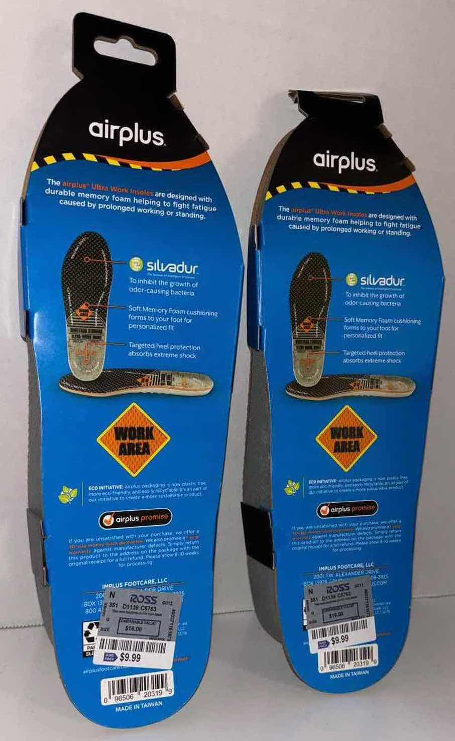 Photo 1 of NEW 2-PACK AIRPLUS ULTRA WORK MEMORY PLUS INSOLES (MEN SIZE 7-13)