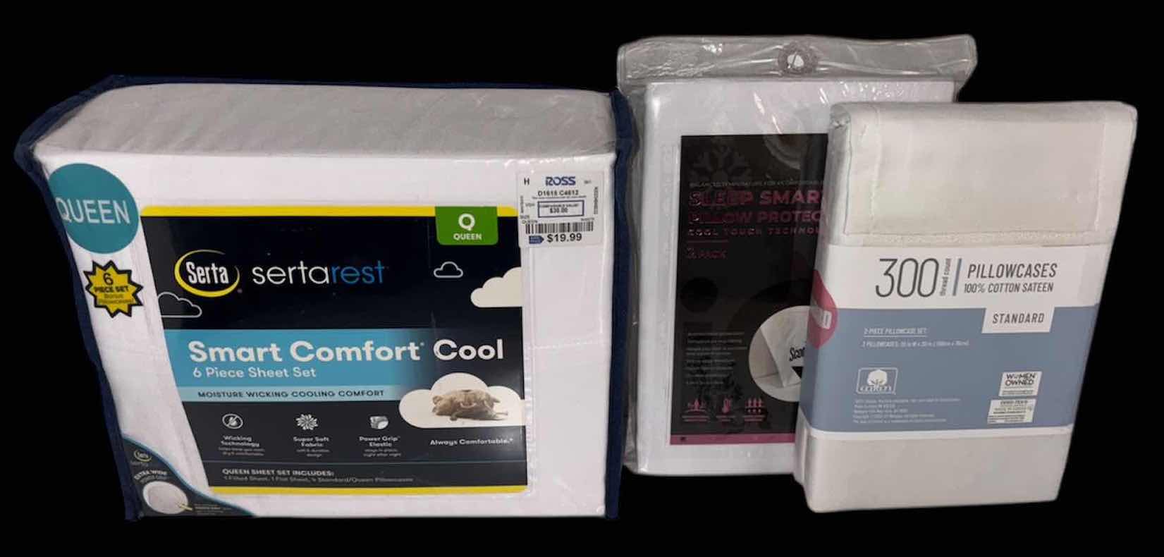 Photo 1 of NEW SERTA SERTAREST SMART COMFORT COOL 6 PC QUEEN SHEET SET W 2 SETS OF 2-PACK STANDARD PILLOW CASES, WHITE