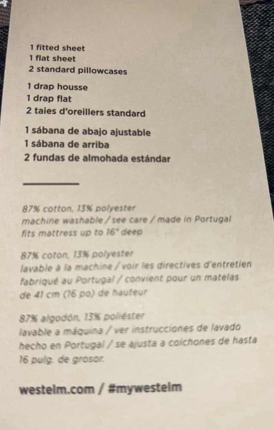 Photo 1 of NEW WEST ELM 4 PC QUEEN FLANNEL SHEET SET, MIDNIGHT