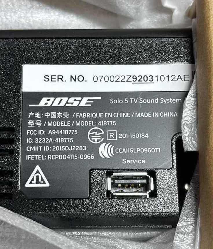 Photo 1 of BOSE SOLO 5 TV SOUNDBAR SOUND SYSTEM, BLACK (MODEL 418775)