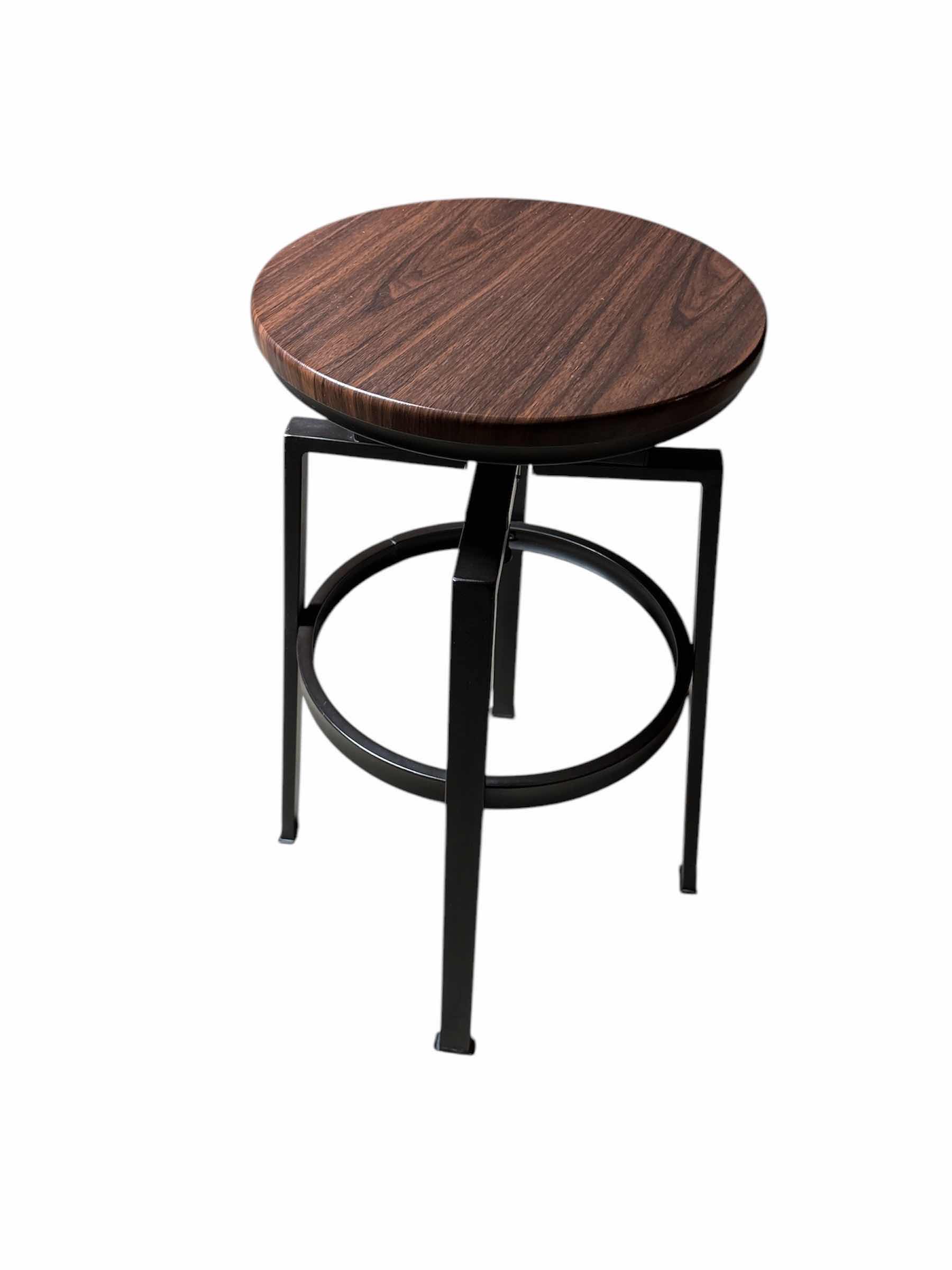 Photo 1 of COSTWAY VINTAGE ADJUSTABLE BAR STOOL, WOOD/METAL INDUSTRIAL BACKLESS PUB CHAIR DESIGN