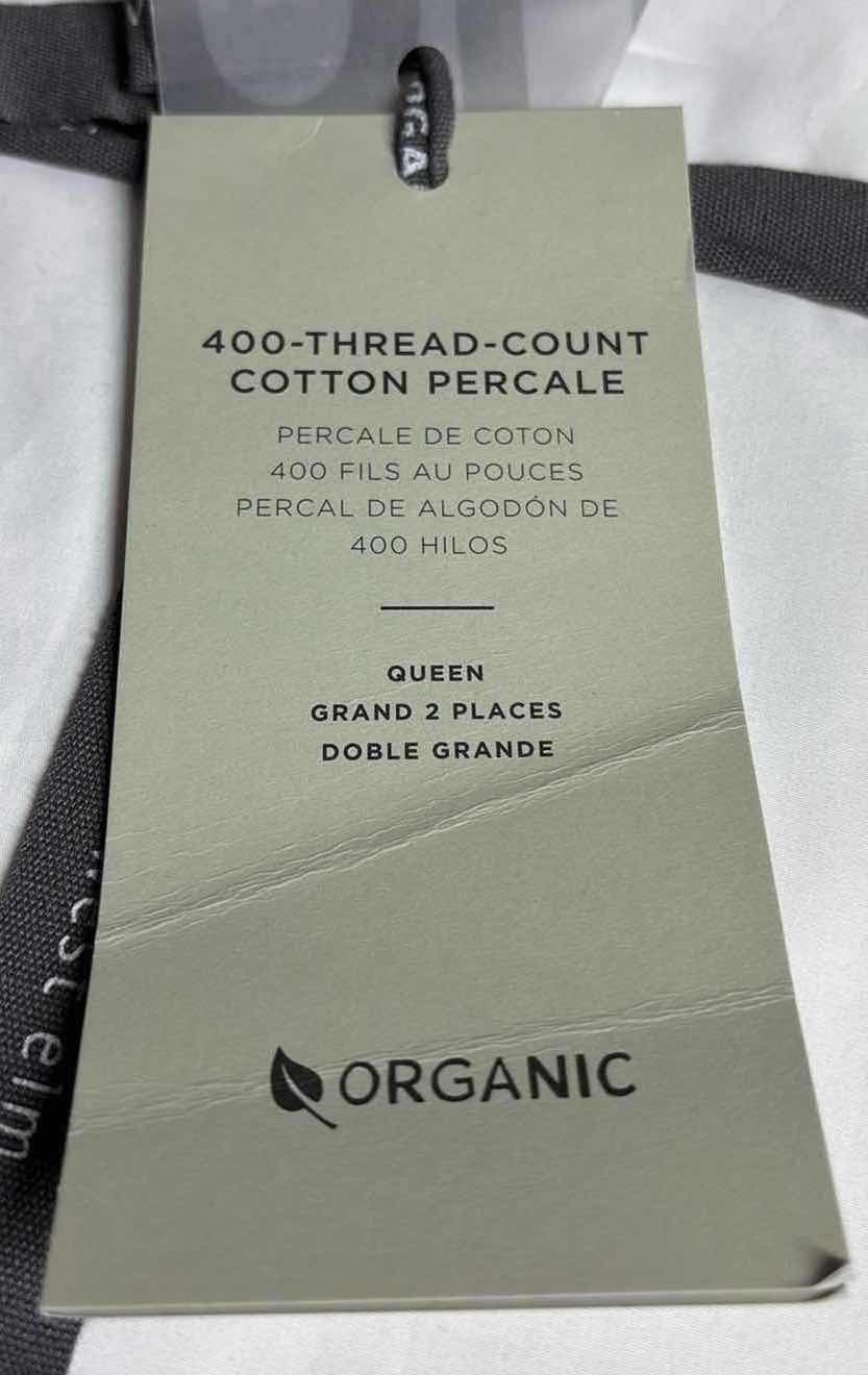 Photo 1 of NEW WEST ELM 4 PC ORGANIC QUEEN SHEET SET, 400 THREAD COUNT, WHITE