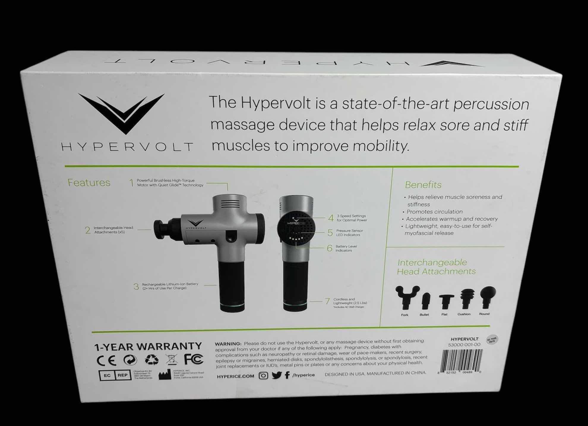 Photo 4 of HYPERVOLT PERCUSSION MASSAGE DEVICE FEATURING QUIET HLIDE TECHNOLOGY, CORDLESS/RECHARGEABLE (53000 001-00)