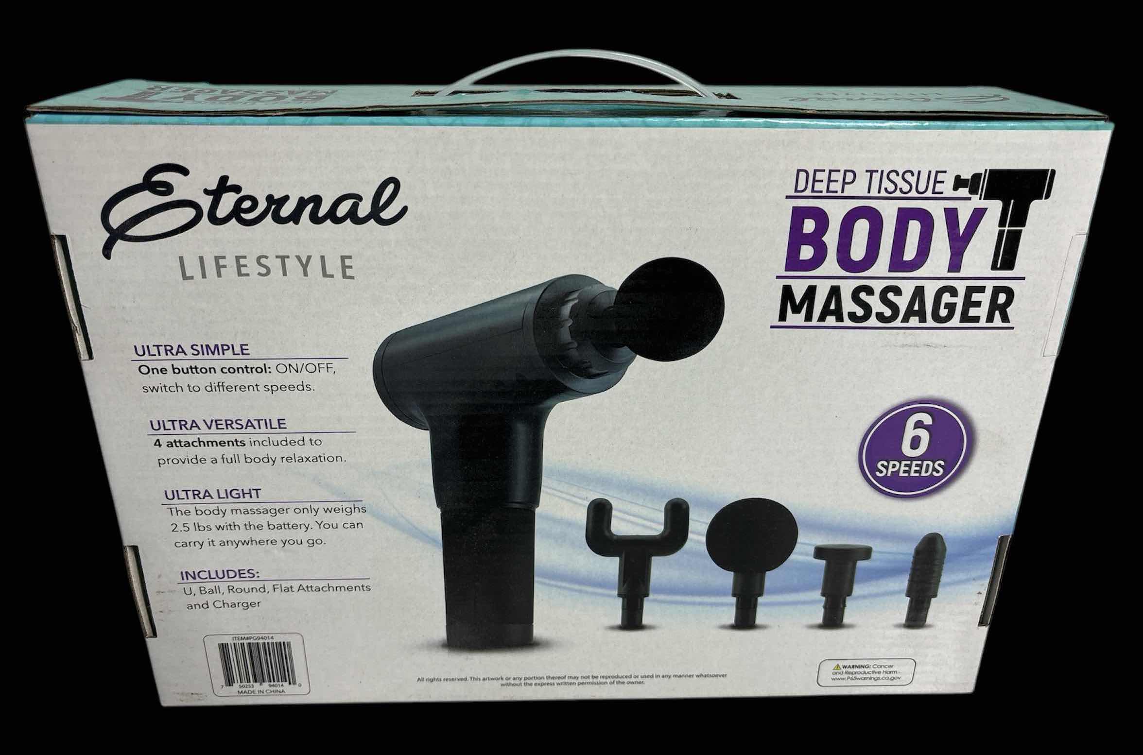 Photo 3 of NEW ETERNAL LIFESTYLE DEEP TISSUE 6 SPEED BODY MASSAGER W 4 ATTACHMENTS