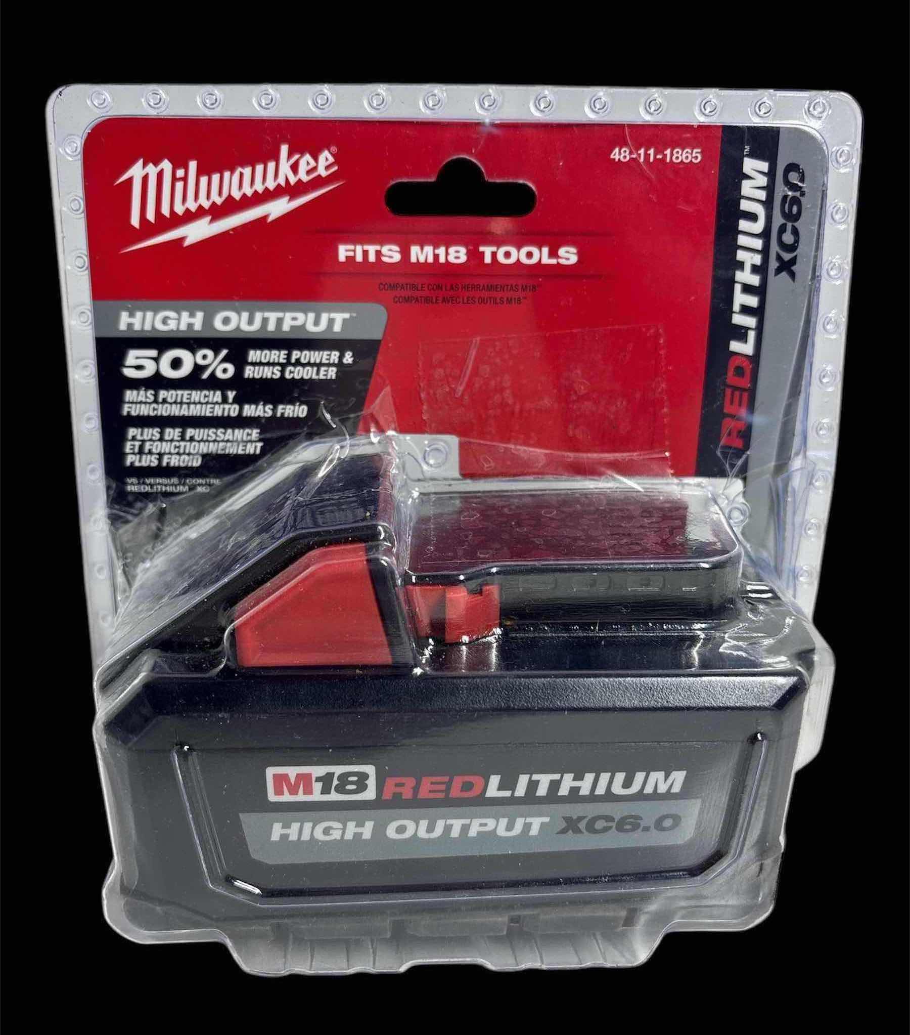Photo 1 of NEW MILWAUKEE 18-VOLT 6.0Ah LITHIUM-ION HIGH OUTPUT XC6.0 EXTENDED CAPACITY BATTERY PACK, FITS M18 TOOLS (48-11-1865)
