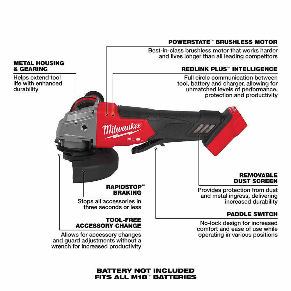 Photo 1 of NEW M18 FUEL MILWAUKEE 4-1/2”/5” GRINDER PADDLE SWITCH, NO-LOCK (2880-20)