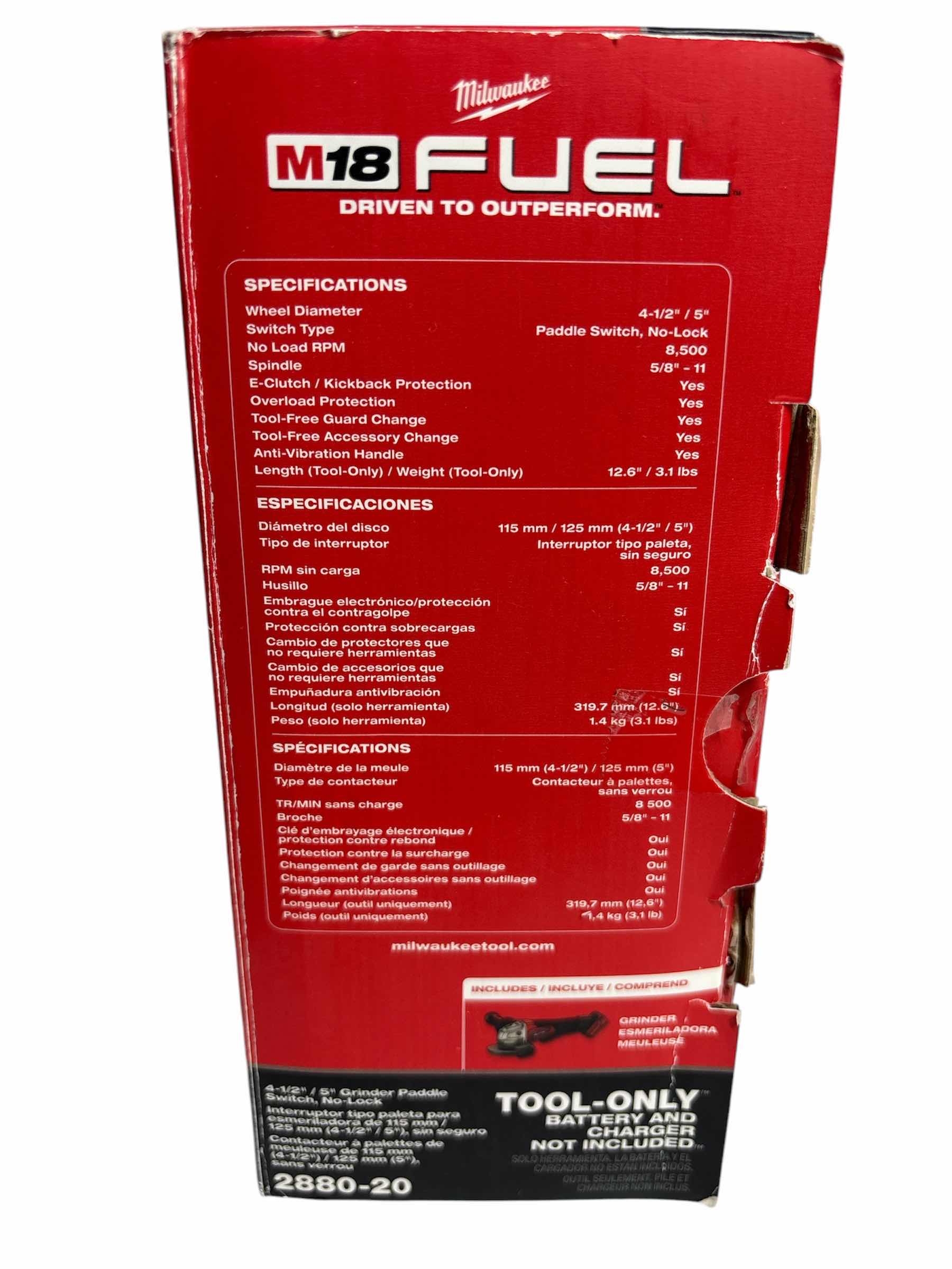 Photo 1 of NEW M18 FUEL MILWAUKEE 4-1/2”/5” GRINDER PADDLE SWITCH, NO-LOCK (2880-20)