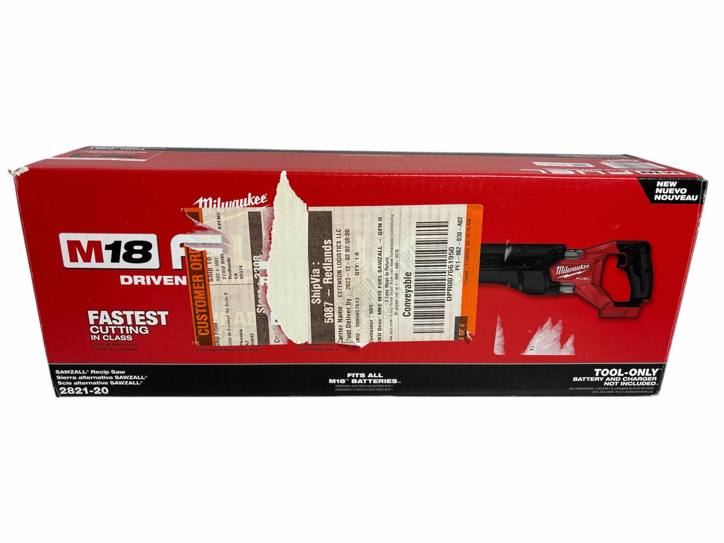 Photo 2 of NEW MILWAUKEE M18 FUEL  GEN-2 18V LITHIUM-ION BRUSHLESS CORDLESS SAWZALL RECIPROCATING SAW (2821-20)