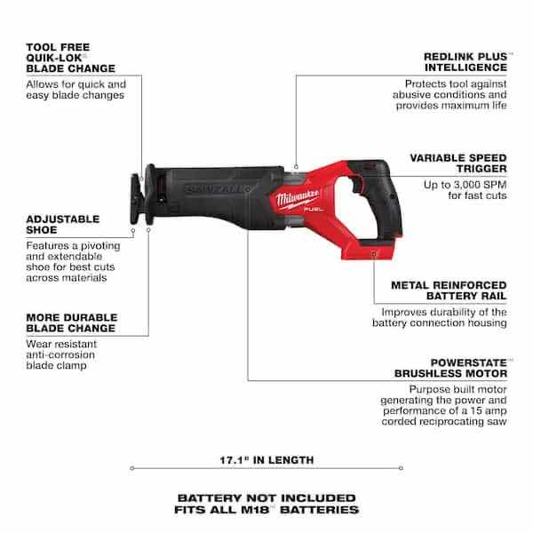 Photo 4 of NEW MILWAUKEE M18 FUEL  GEN-2 18V LITHIUM-ION BRUSHLESS CORDLESS SAWZALL RECIPROCATING SAW (2821-20)