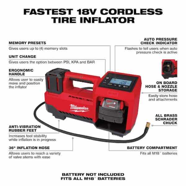 Photo 5 of NEW MILWAUKEE M18 LITHIUM-ION CORDLESS ELECTRIC PORTABLE INFLATOR, TOOL ONLY (2848-20)