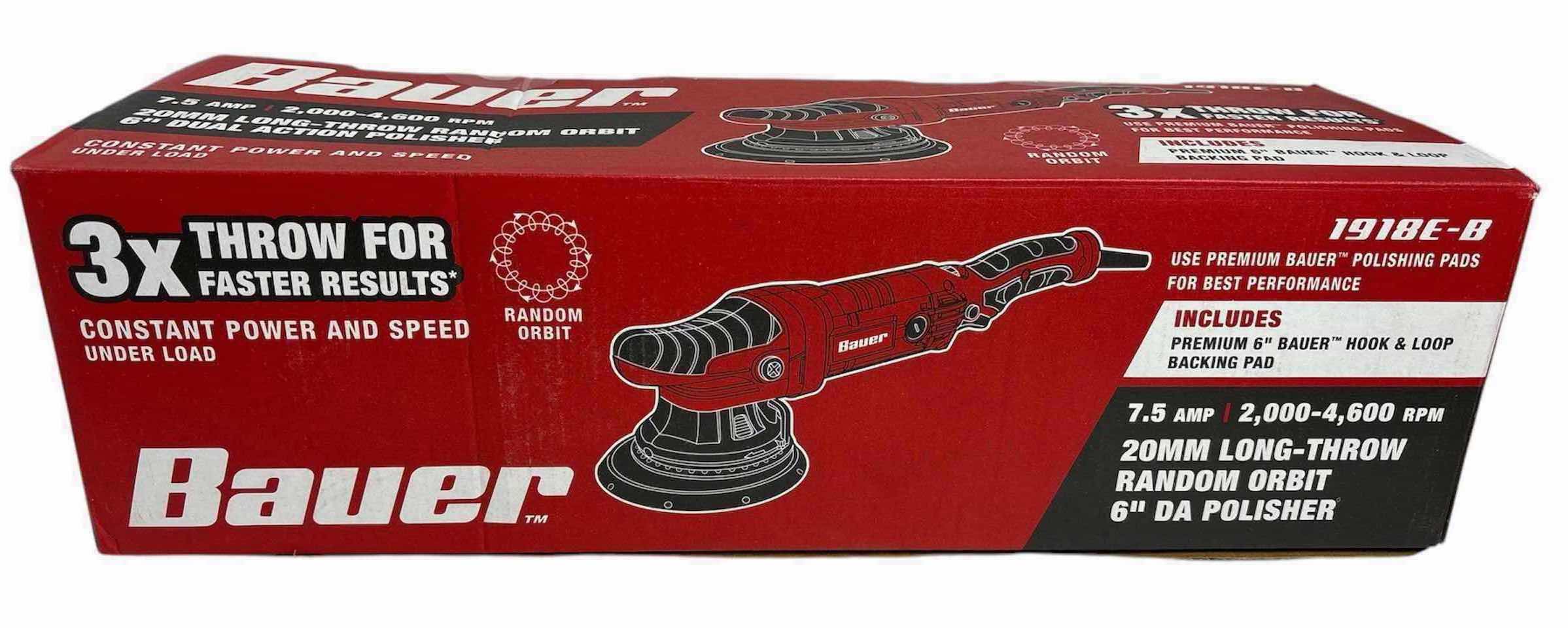 Photo 1 of NEW BAUER 20MM LONG-THROW RANDOM ORBIT 6” DA POLISHER, 7.5 AMP 2000-4000 RPM (1918E-B)