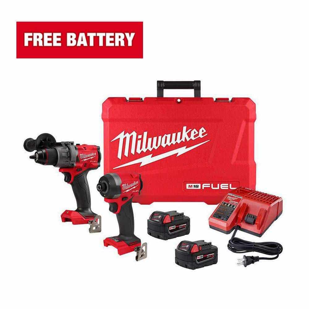 Photo 2 of NEW MILWAUKEE M18 FUEL 18V LITHIUM-ION BRUSHLESS CORDLESS HAMMER DRILL & IMPACT DRIVER 2-TOOL COMBO KIT, INCLUDES 2 BATTERIES, CHARGER & CARRYING CASE (3697-22)