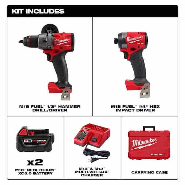 Photo 3 of NEW MILWAUKEE M18 FUEL 18V LITHIUM-ION BRUSHLESS CORDLESS HAMMER DRILL & IMPACT DRIVER 2-TOOL COMBO KIT, INCLUDES 2 BATTERIES, CHARGER & CARRYING CASE (3697-22)
