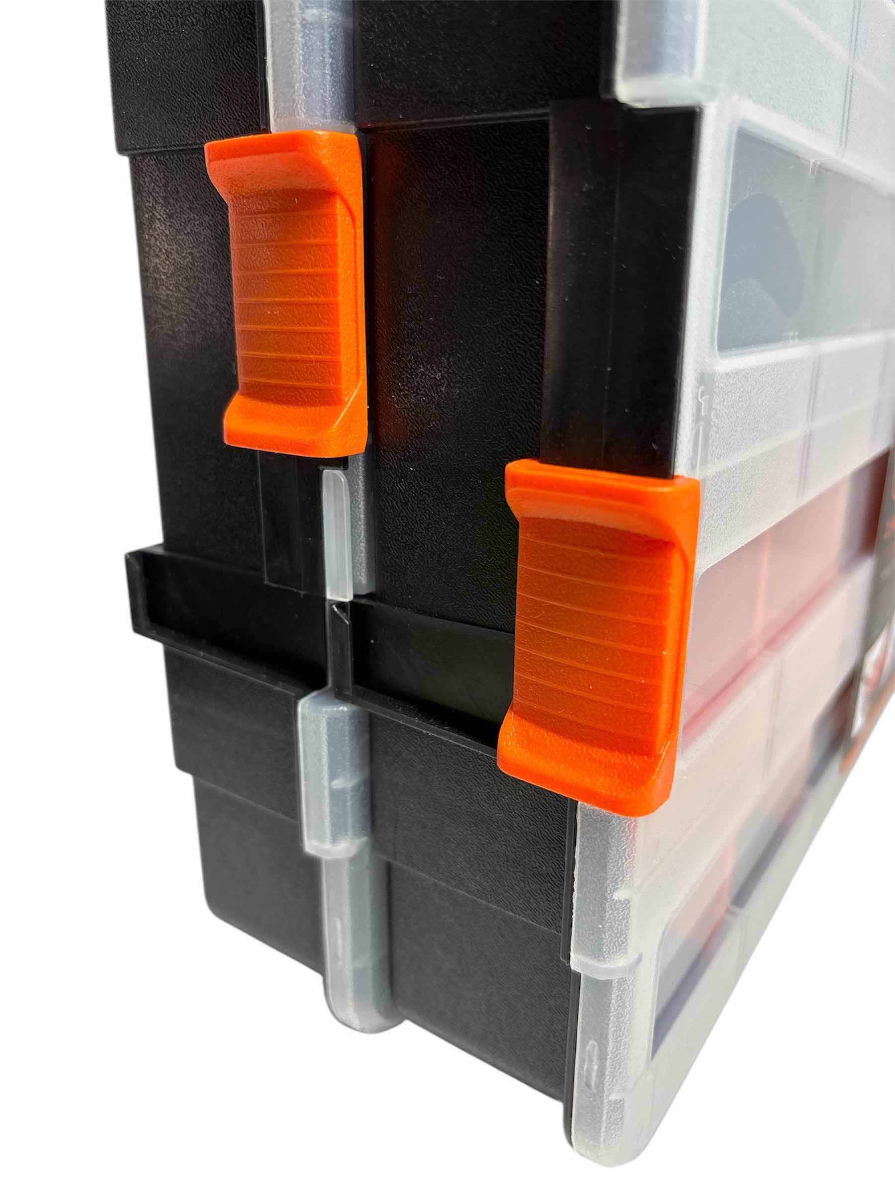 Photo 1 of NEW TACTIX 2-PACK 15 COMPARTMENT INTERLOCKING SMALL PARTS ORGANIZER, BLACK (320034)
