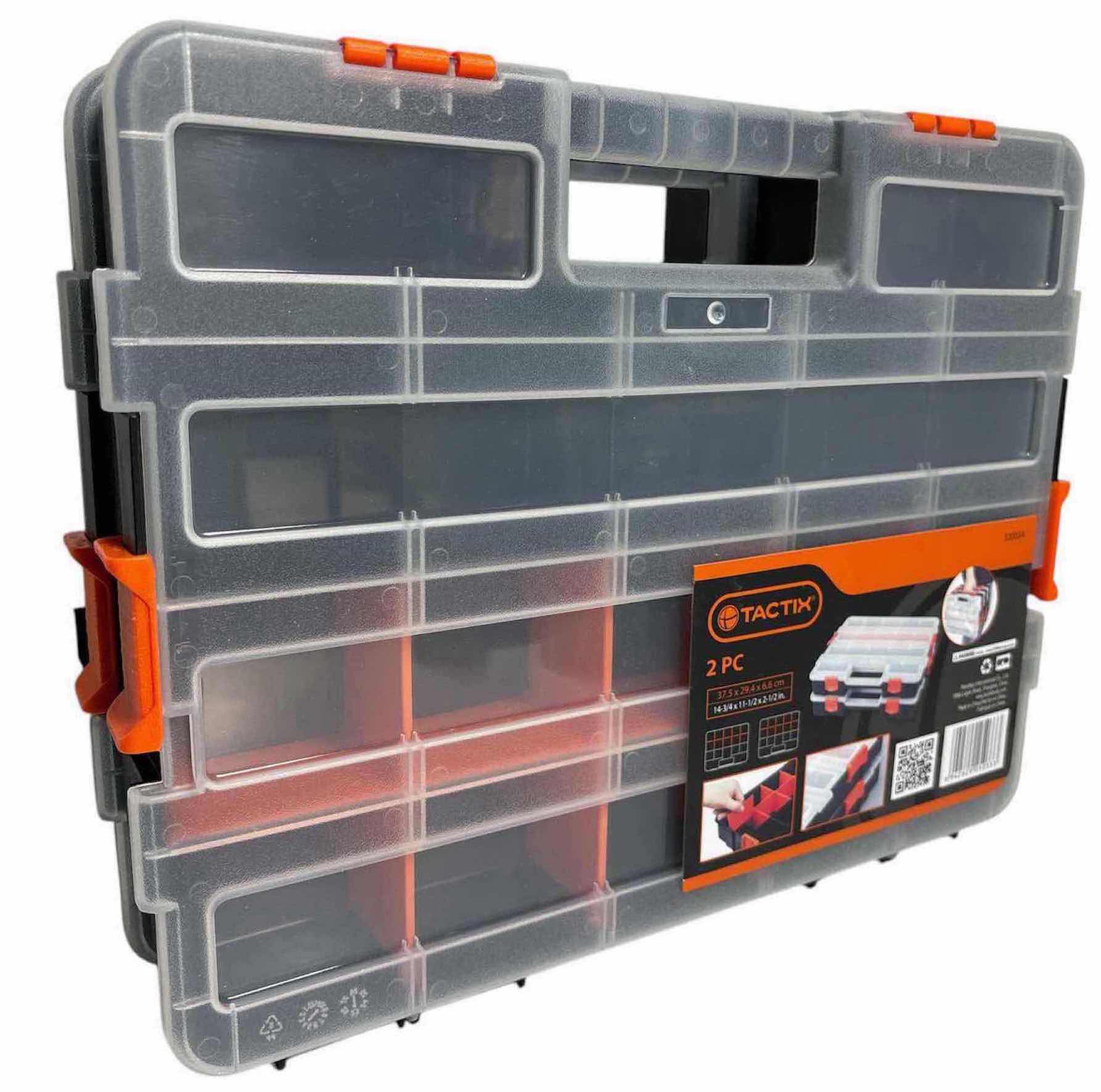 Photo 1 of NEW TACTIX 2-PACK 15 COMPARTMENT INTERLOCKING SMALL PARTS ORGANIZER, BLACK (320034)