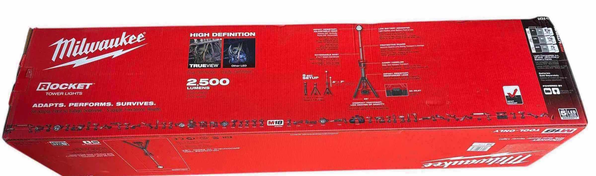 Photo 1 of NEW MILWAUKEE M18 18-VOLT LITHIUM-ION CORDLESS ROCKET DUAL POWER TOWER LIGHT, TOOL ONLY BATTERY & CHARGER SOLD SEPARATELY (2131-20)